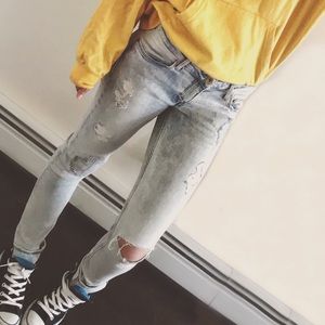 H&M Low rise distressed jeans by “&Denim”